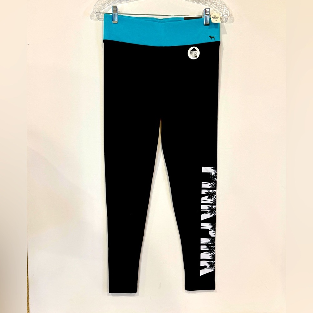 NWT Victoria’s Secret VS PINK Yoga Leggings S Logo Athletic Sport Palm Tropical
